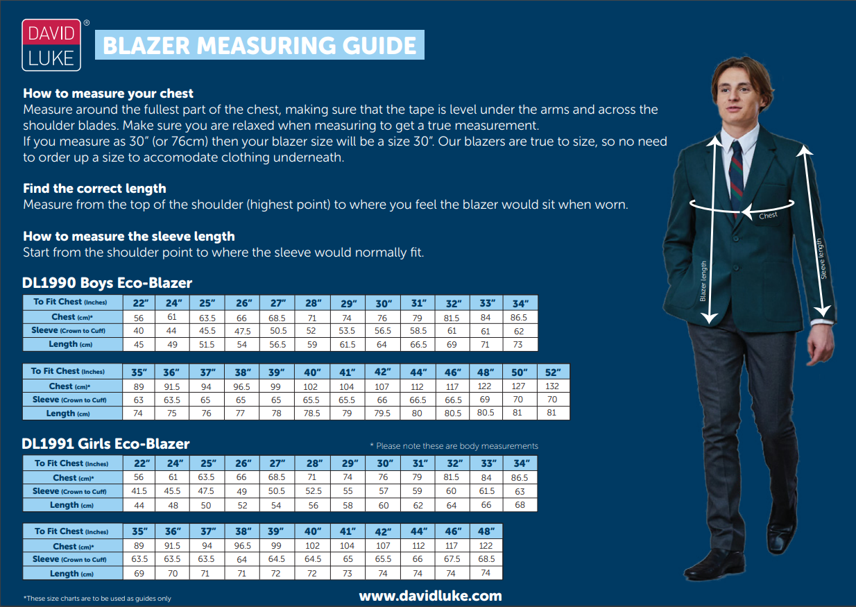 Big And Blazer Size Chart