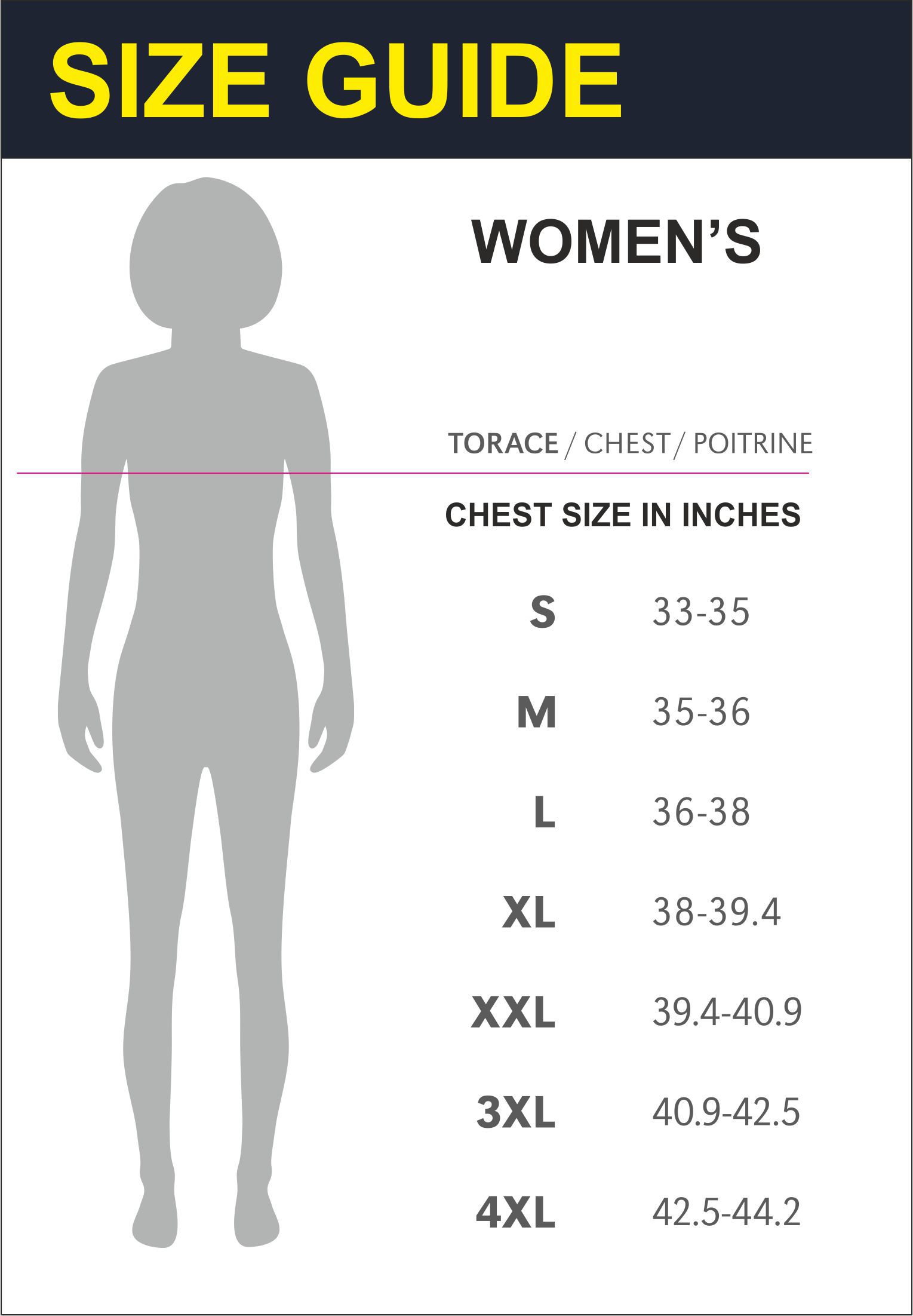 Chest Sizes For Women