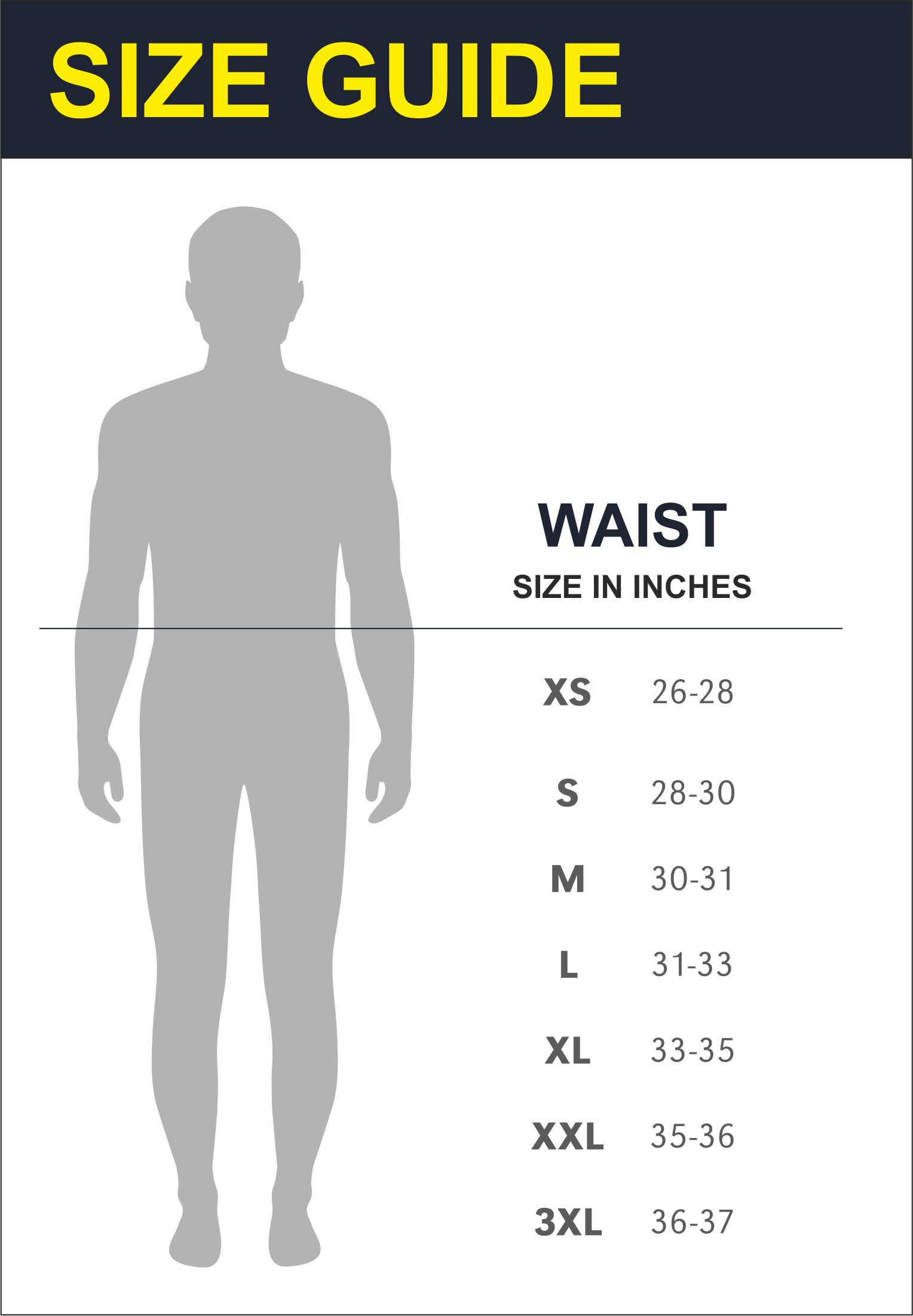 Mens Size Guide Waist