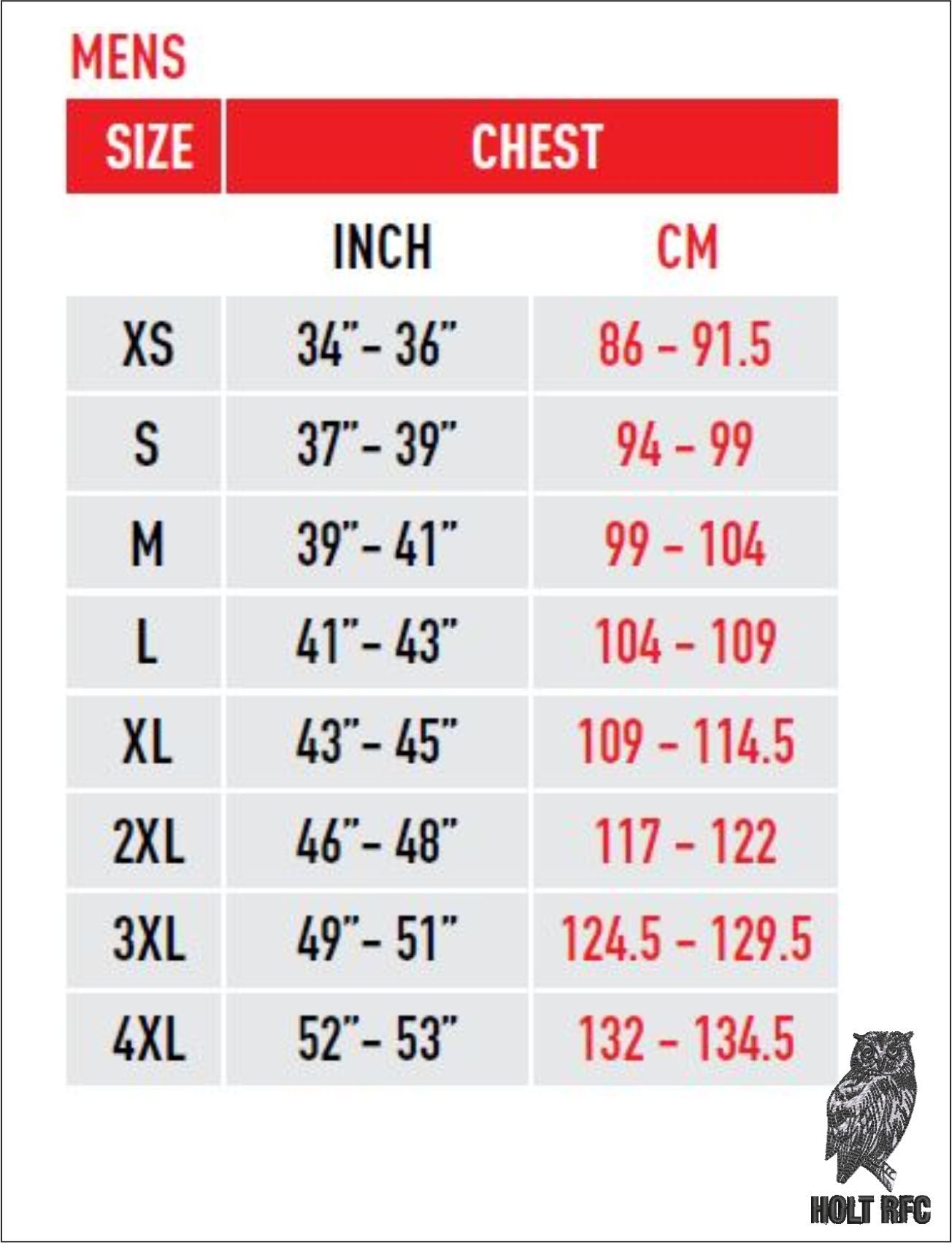 Mens Top Size Guide