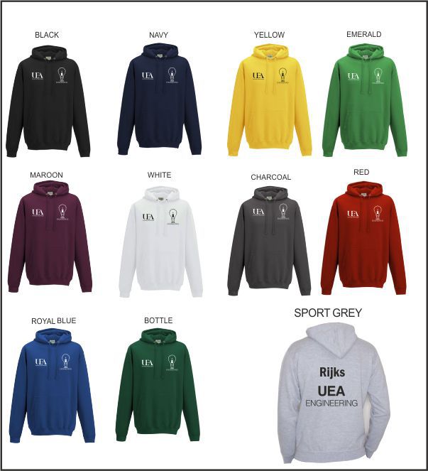 Uea Engineering Society Hoody Colour Options