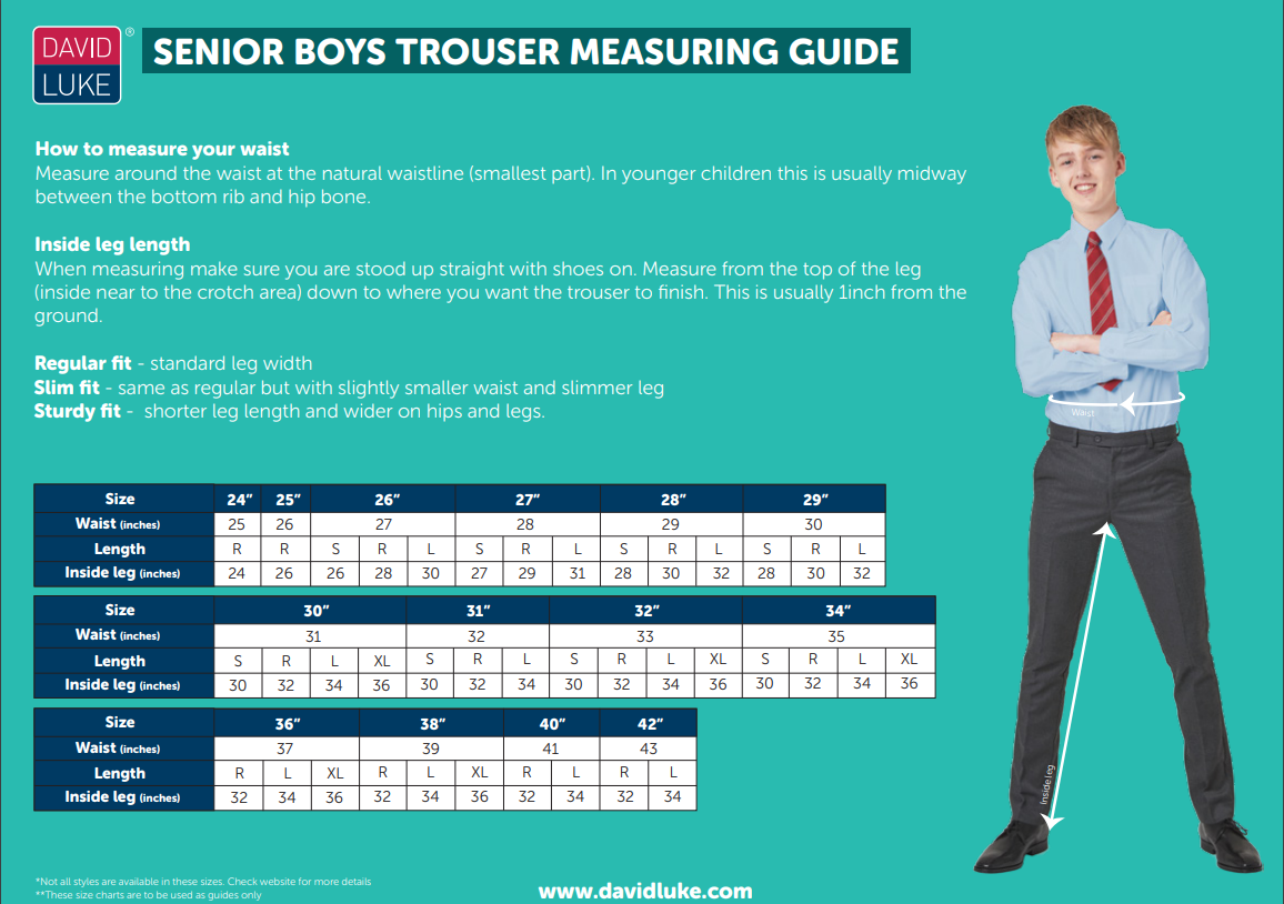 Schoolwear Size Guides Birds Of Dereham
