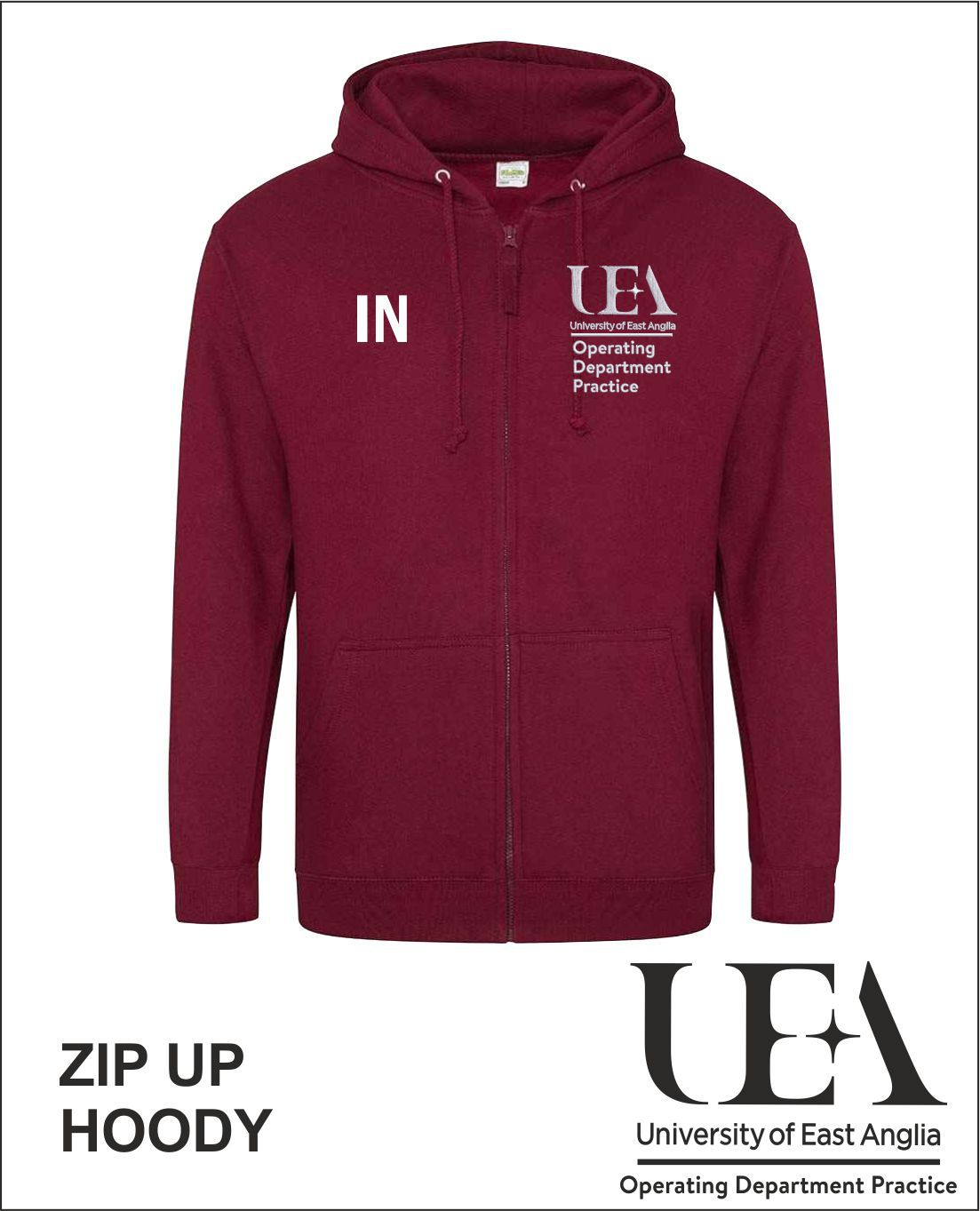 Zip Up Hoody Front Maroon