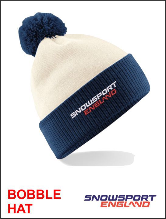 Bobble Hat White Navy